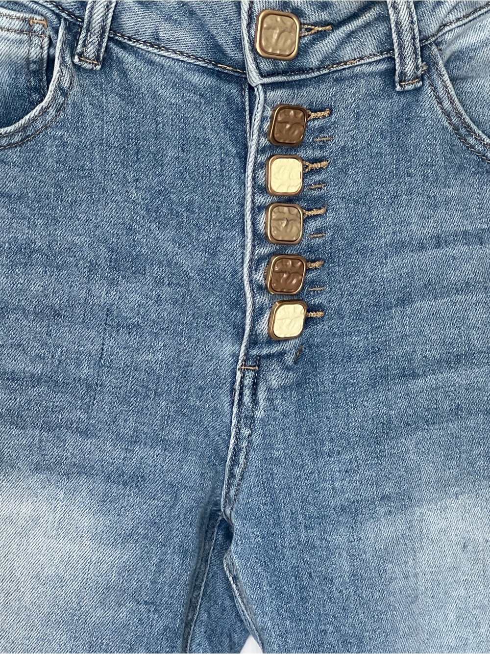 Naiif Italia Light Wash Distressed Blue Stretch Denim Skinny Jeans Sz S - Picture 3 of 15